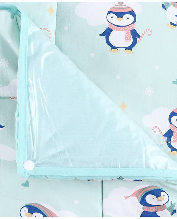Babyhug Diaper Changing Mat Set of 3 with Removable Waterproof Dry Sheet Penguin Print -Green| Soft & Breathable| Absorbent Top Layer| Leakproof| Reusable| Quick Dry| Travel Friendly| Machine Washable