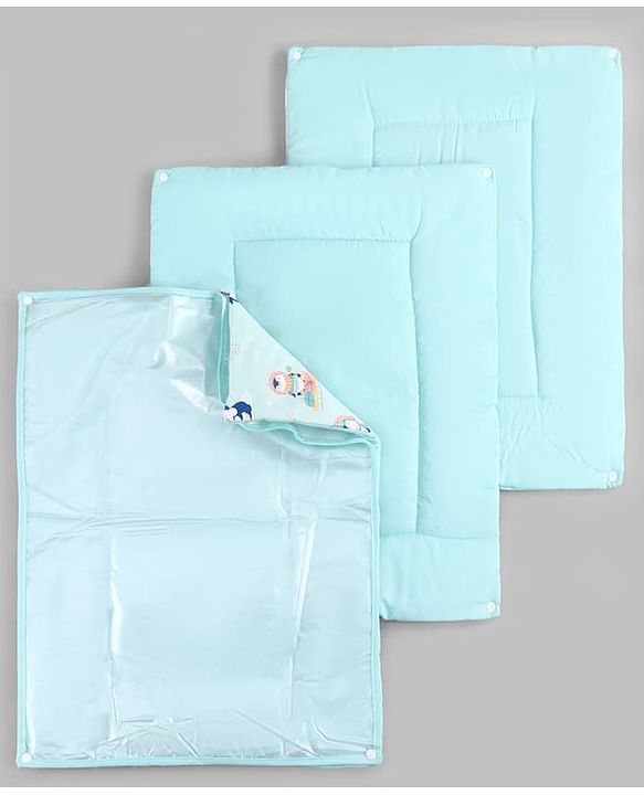 Babyhug Diaper Changing Mat Set of 3 with Removable Waterproof Dry Sheet Penguin Print -Green| Soft & Breathable| Absorbent Top Layer| Leakproof| Reusable| Quick Dry| Travel Friendly| Machine Washable
