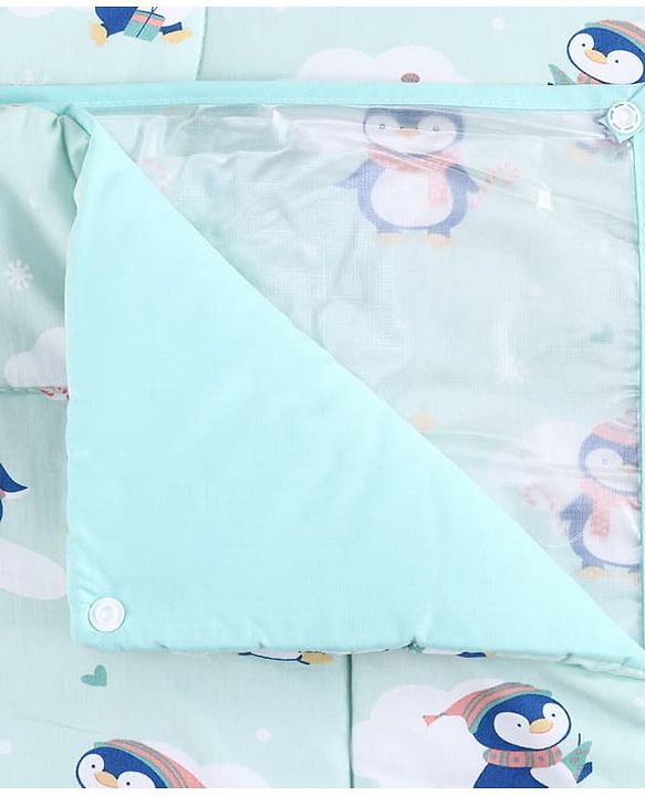 Babyhug Diaper Changing Mat Set of 3 with Removable Waterproof Dry Sheet Penguin Print -Green| Soft & Breathable| Absorbent Top Layer| Leakproof| Reusable| Quick Dry| Travel Friendly| Machine Washable