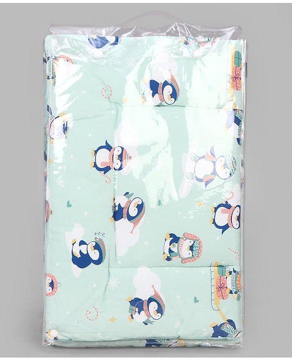 Babyhug Diaper Changing Mat Set of 3 with Removable Waterproof Dry Sheet Penguin Print -Green| Soft & Breathable| Absorbent Top Layer| Leakproof| Reusable| Quick Dry| Travel Friendly| Machine Washable