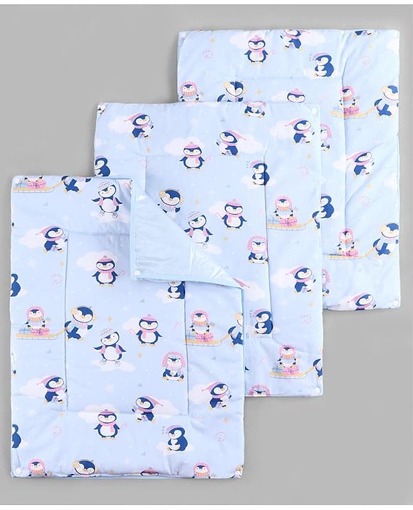 Babyhug Diaper Changing Mat Set of 3 with Removable Waterproof Dry Sheet Penguin Print -Green| Soft & Breathable| Absorbent Top Layer| Leakproof| Reusable| Quick Dry| Travel Friendly| Machine Washable