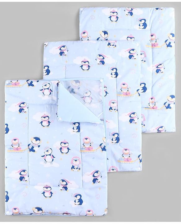 Babyhug Diaper Changing Mat Set of 3 with Removable Waterproof Dry Sheet Penguin Print -Green| Soft & Breathable| Absorbent Top Layer| Leakproof| Reusable| Quick Dry| Travel Friendly| Machine Washable
