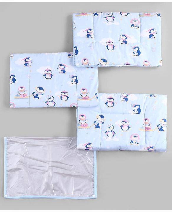 Babyhug Diaper Changing Mat Set of 3 with Removable Waterproof Dry Sheet Penguin Print -Green| Soft & Breathable| Absorbent Top Layer| Leakproof| Reusable| Quick Dry| Travel Friendly| Machine Washable