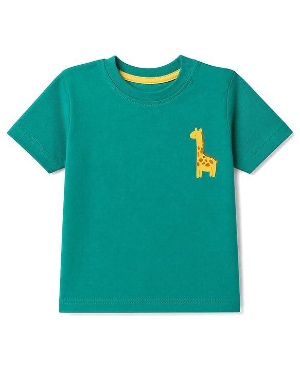 Babyhug Cotton Knit Half Sleeves T-Shirts with Animal & Striped Print Pack of 3 - Blue Turquoise & White