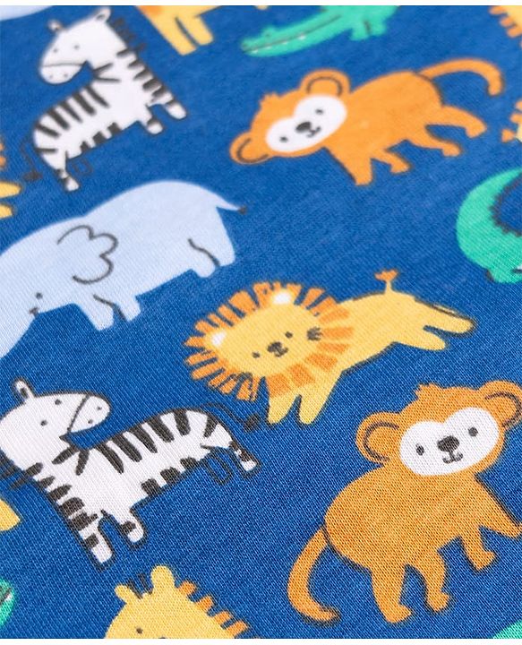 Babyhug Cotton Knit Half Sleeves T-Shirts with Animal & Striped Print Pack of 3 - Blue Turquoise & White