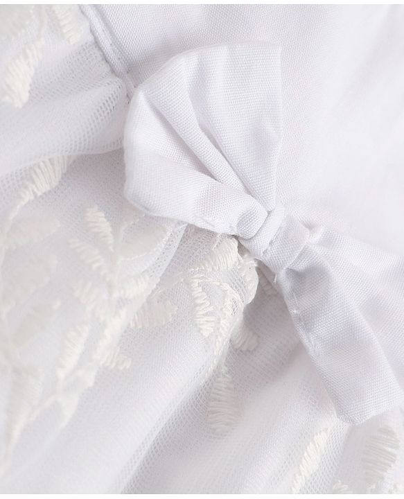 Babyhug Cotton Woven  Sleeveless Self Embroidered Solid Colour Top and Pant Set - White