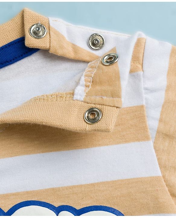 Babyhug Cotton Knit T-Shirt Striped with Graphics Multi Color 6-9 Months
