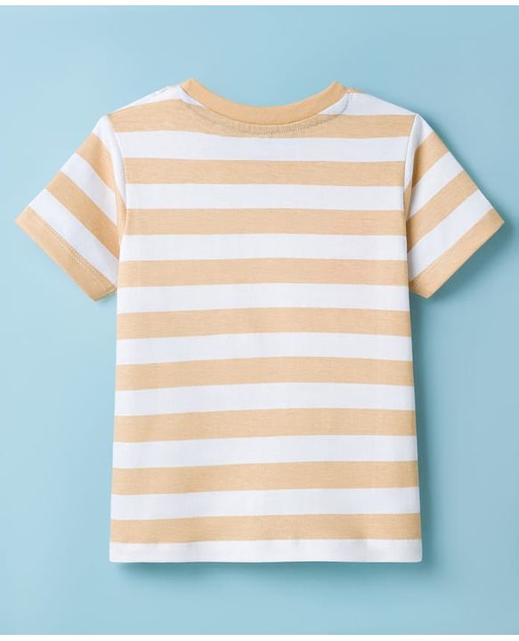 Babyhug Cotton Knit T-Shirt Striped with Graphics Multi Color 6-9 Months