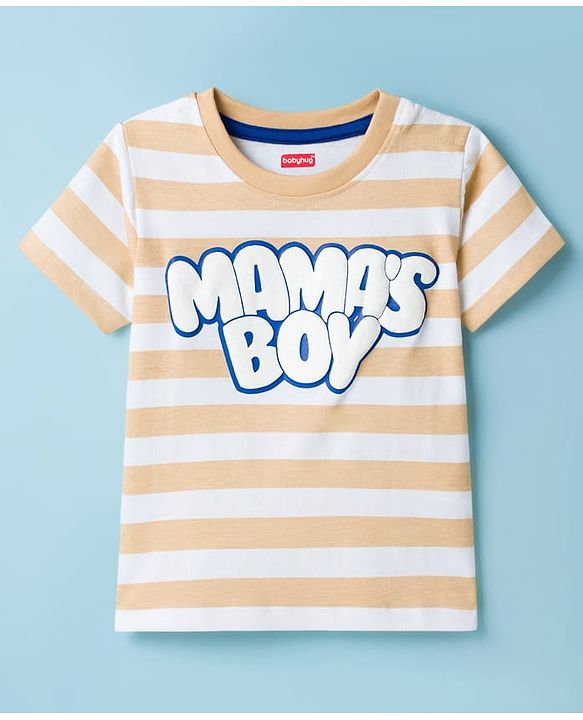Babyhug Cotton Knit T-Shirt Striped with Graphics Multi Color 6-9 Months