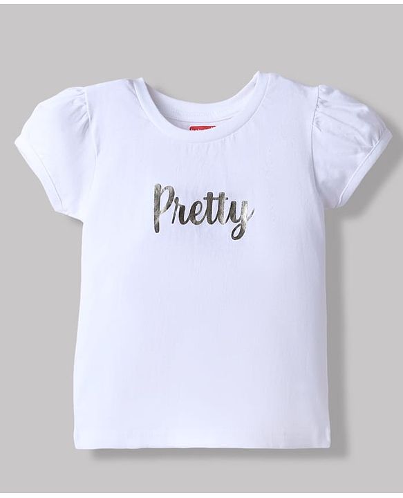 Babyhug Single Jersey Knit Denim Dungarees and Half Sleeves Tee with Floral Embroidery & Bow Applique in White