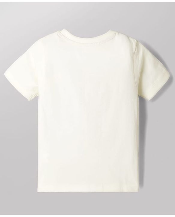 Babyhug Cotton Knit Half Sleeves T-Shirt with Brooklyn League Print - Cream