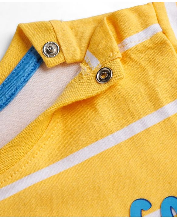 Babyhug Cotton Knit T-Shirt Striped with Graphics Multi Color 9-12 Months