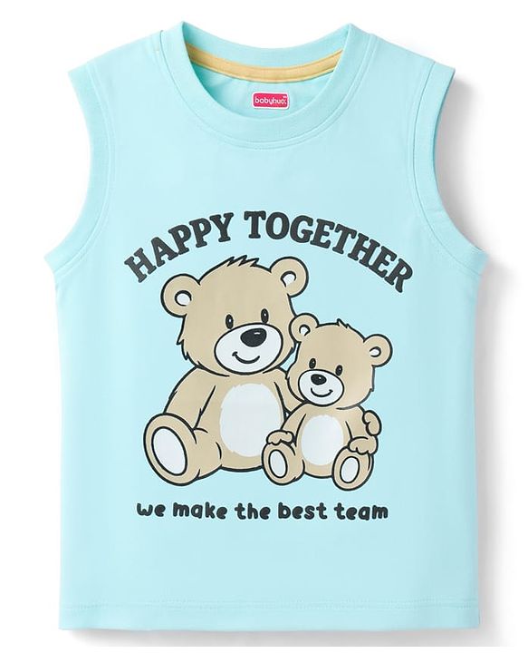Babyhug Cotton Knit Sleeveless T-Shirt with Graphic Print Multi Color 6-9 Months