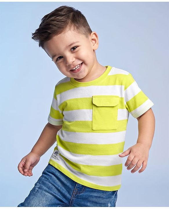 Babyhug 100% Cotton Knit Half Sleeves Striped T-Shirt -Multicolor
