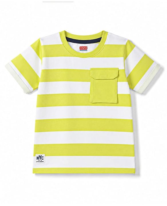 Babyhug 100% Cotton Knit Half Sleeves Striped T-Shirt -Multicolor