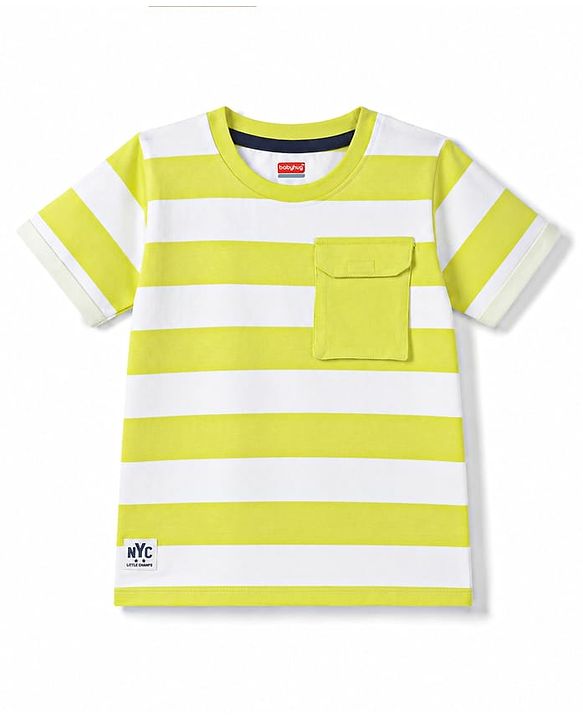Babyhug 100% Cotton Knit Half Sleeves Striped T-Shirt -Multicolor