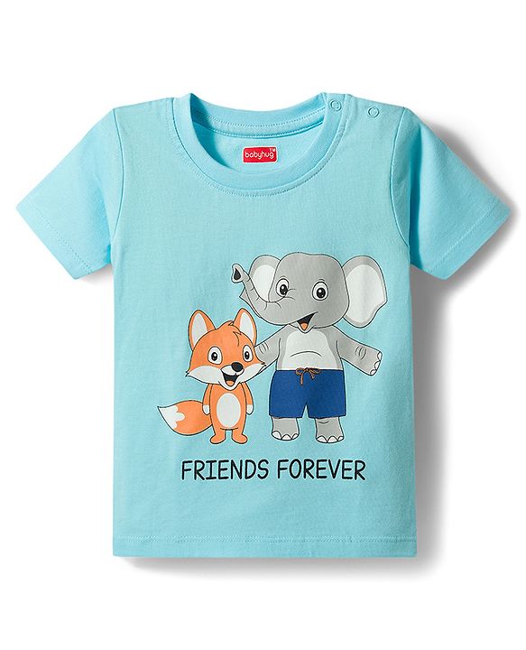 Babyhug 100% Cotton Knit Full Sleeves Animal Printed Pyjama & Half Sleeves Striped Shorts Night Suit Pack Of 2 - Multicolour