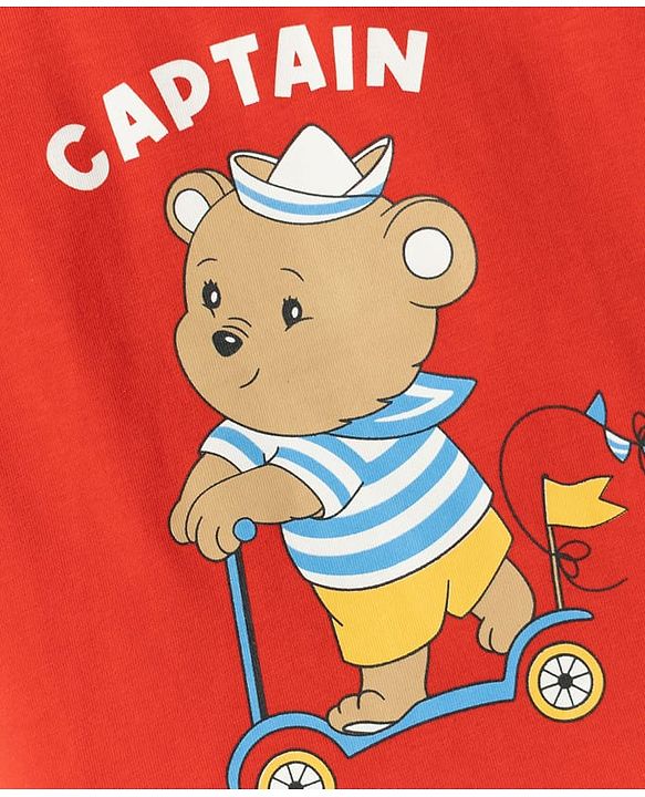 Babyhug 100% Cotton Knit Full Sleeves T-Shirt Pyjama & Shorts Co-ord Night Suits With Teddy Bear Print Pack of 2 - Multicolor