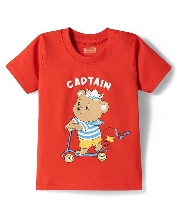 Babyhug 100% Cotton Knit Full Sleeves T-Shirt Pyjama & Shorts Co-ord Night Suits With Teddy Bear Print Pack of 2 - Multicolor