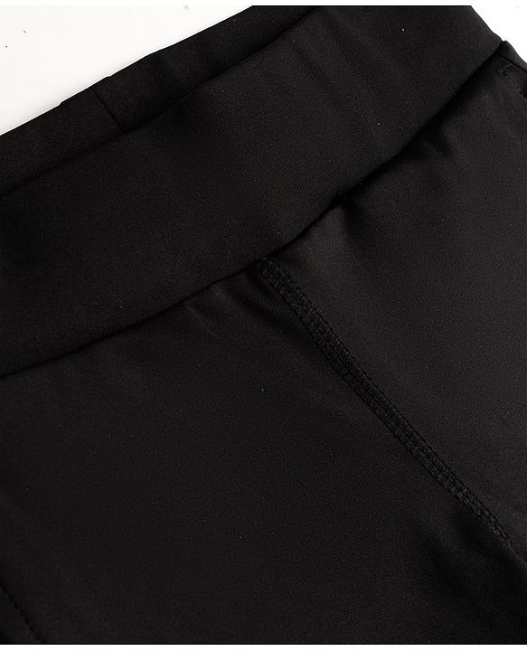 Pine Active Knit Full Length 4 Way Stretch Aero Soft Straight Solid Leggings - Black