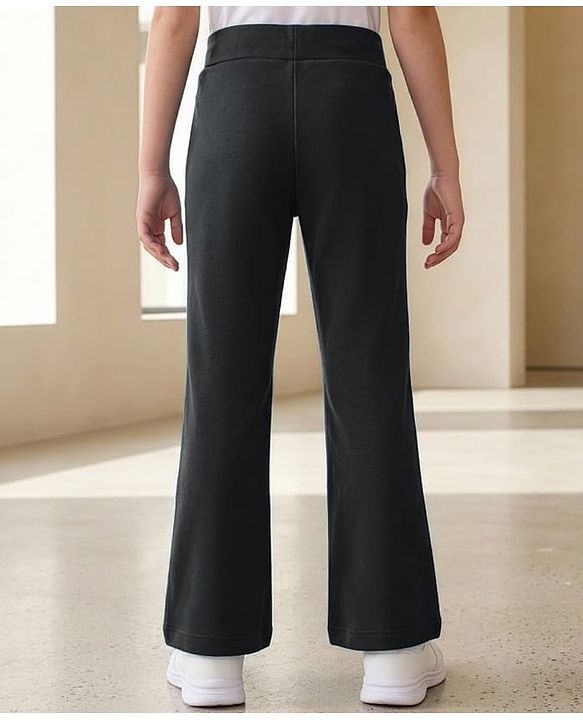 Pine Active Knit Full Length Solid 4 Way Stretch Flared Leggings - Black