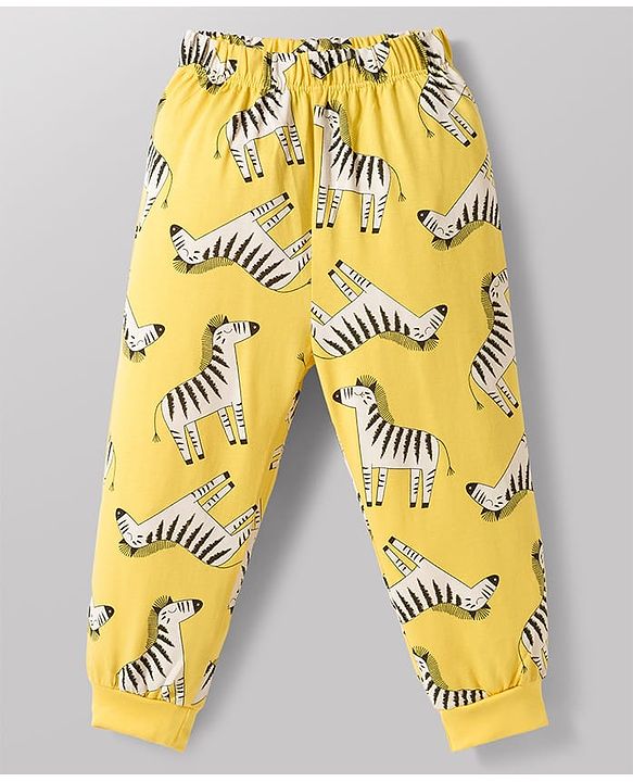 Babyhug 100% Cotton Knit Full Sleeves Co-ord Night Suits With Animal Print Pack of 2 - Multicolor