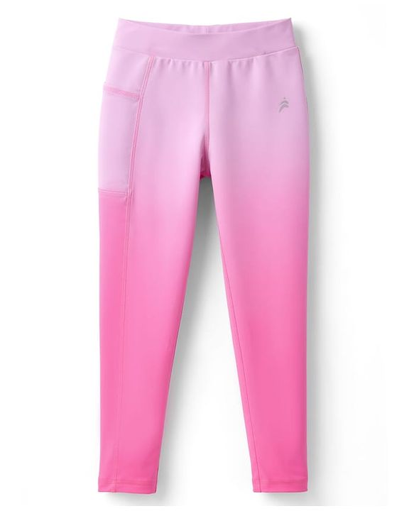 Pine Active Knit Full Length  Leggings With Ombre Effect  - Pink