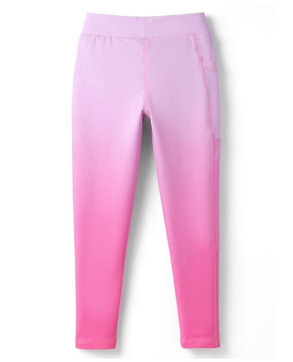 Pine Active Knit Full Length  Leggings With Ombre Effect  - Pink