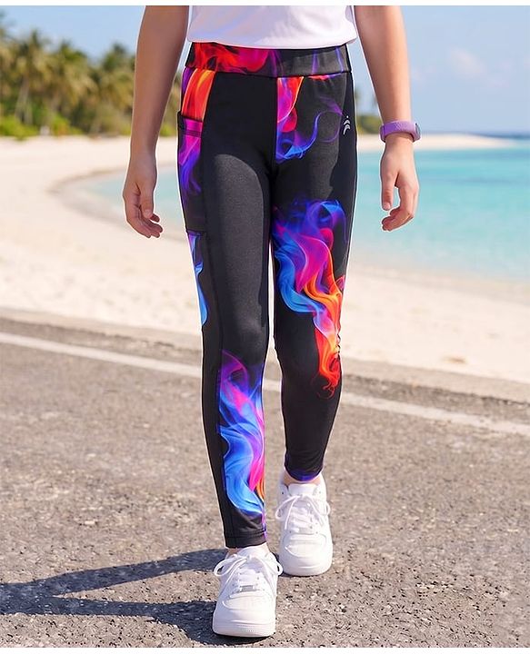 Pine Active Knit Full Length Printed Leggings - Black