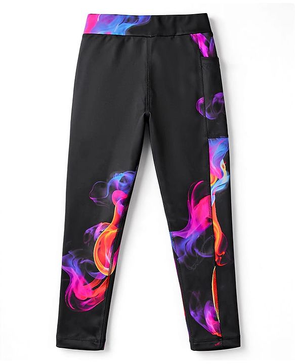 Pine Active Knit Full Length Printed Leggings - Black
