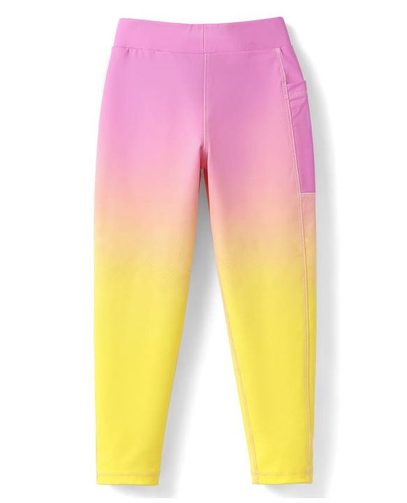 Pine Active Knit Full Length Leggings With Ombre Effect - Pink