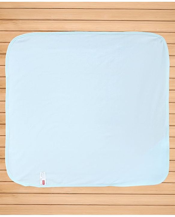 Babyhug Cotton Knit Solid Hooded Wrapper L 74 x B 74 cm - Light Blue