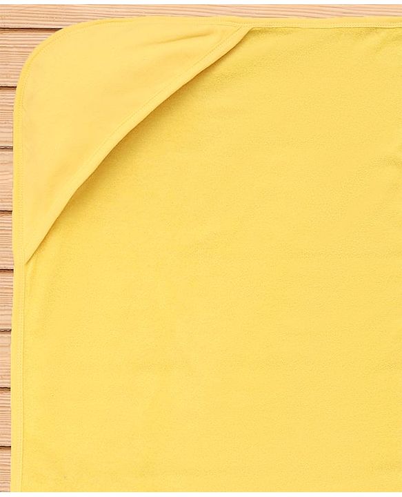 Babyhug Cotton Knit Solid Hooded Wrapper L 74 x B 74 cm - Yellow
