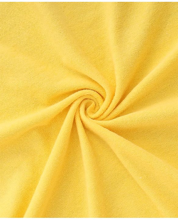 Babyhug Cotton Knit Solid Hooded Wrapper L 74 x B 74 cm - Yellow