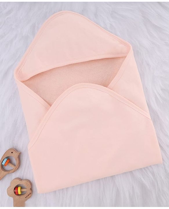 Babyhug Terry Knit Solid Colour Towel with Hooded L 80 X B 76 cm - Light Pink