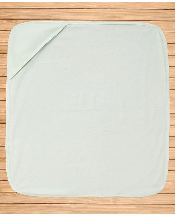 Babyhug Cotton Knit Solid Hooded Wrapper L 74 x B 74 cm - Mint Green