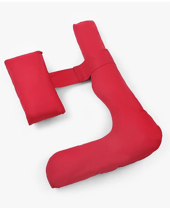 Babyhug 100% Cotton Flexible & Supportive H Shape Maternity Pillow with Extra Support - Maroon | Soft yet Firm | Breathable Fabric | Sleep Feeding & Back Support | Ideal for Pregnant Women | Facilitates Peaceful Sleep | Full body Support