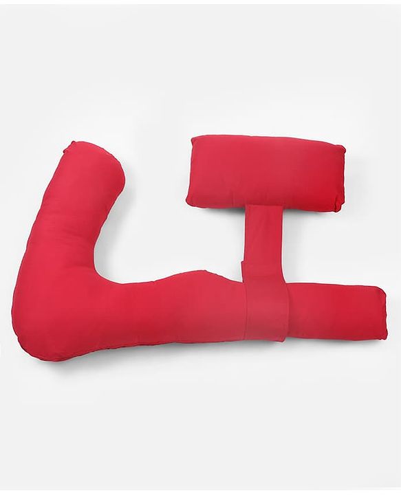Babyhug 100% Cotton Flexible & Supportive H Shape Maternity Pillow with Extra Support - Maroon | Soft yet Firm | Breathable Fabric | Sleep Feeding & Back Support | Ideal for Pregnant Women | Facilitates Peaceful Sleep | Full body Support