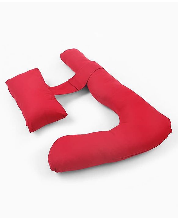Babyhug 100% Cotton Flexible & Supportive H Shape Maternity Pillow with Extra Support - Maroon | Soft yet Firm | Breathable Fabric | Sleep Feeding & Back Support | Ideal for Pregnant Women | Facilitates Peaceful Sleep | Full body Support