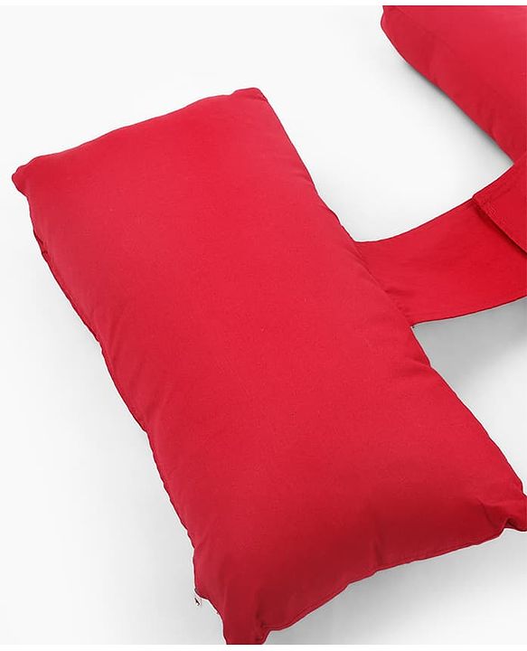 Babyhug 100% Cotton Flexible & Supportive H Shape Maternity Pillow with Extra Support - Maroon | Soft yet Firm | Breathable Fabric | Sleep Feeding & Back Support | Ideal for Pregnant Women | Facilitates Peaceful Sleep | Full body Support
