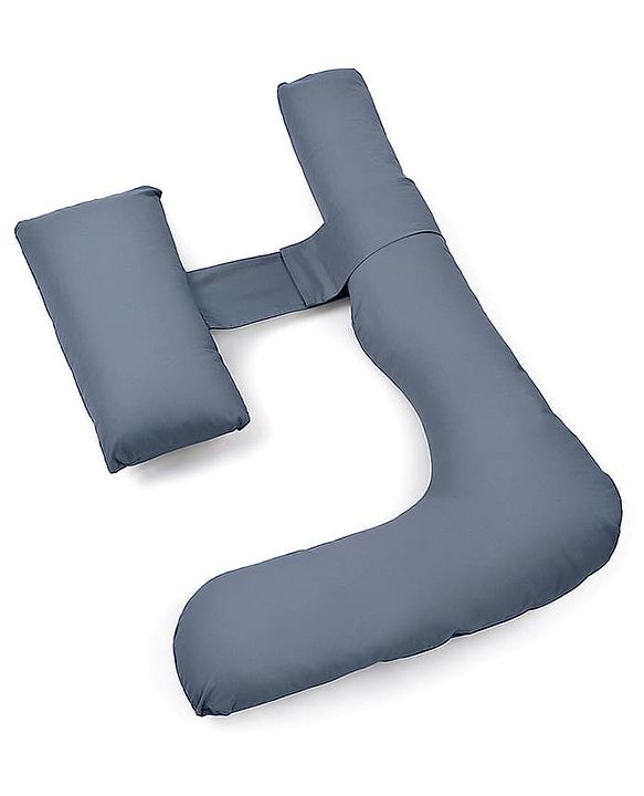 Babyhug 100% Cotton Flexible & Supportive H Shape Maternity Pillow with Extra Support- Grey | Soft yet Firm| Breathable Fabric| Sleep Feeding & Back Support | Ideal for Pregnant Women