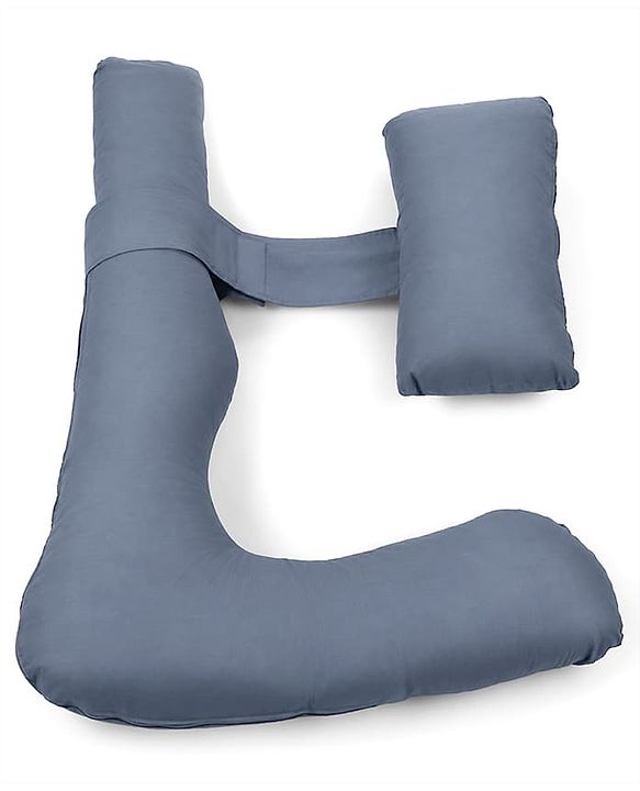 Babyhug 100% Cotton Flexible & Supportive H Shape Maternity Pillow with Extra Support- Grey | Soft yet Firm| Breathable Fabric| Sleep Feeding & Back Support | Ideal for Pregnant Women