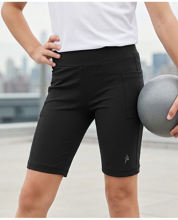 Pine Active Knit Ultra Comfort way Stretch Aero Soft Cycling Shorts Solid Colour - Black