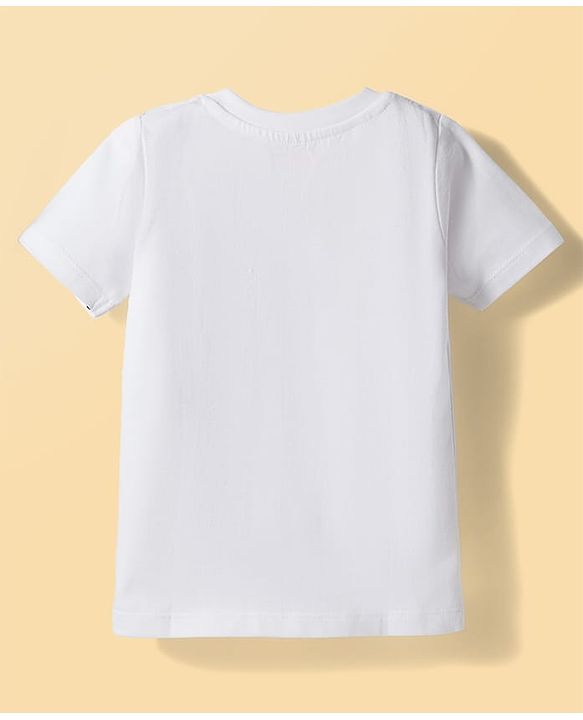 Babyhug Cotton Knit Half Sleeves T-Shirts & Shorts Night Suit with Text Print- White