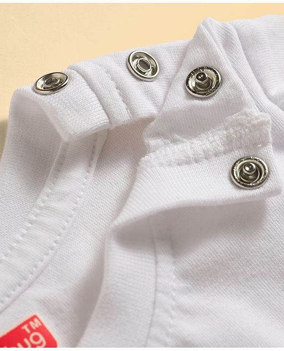 Babyhug Cotton Knit Half Sleeves T-Shirts & Shorts Night Suit with Text Print- White