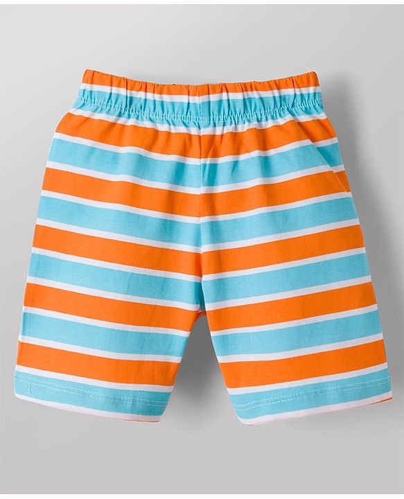 Babyhug Cotton Knit Half Sleeves T-Shirt & Shorts Night Suit With Shark Print - Orange