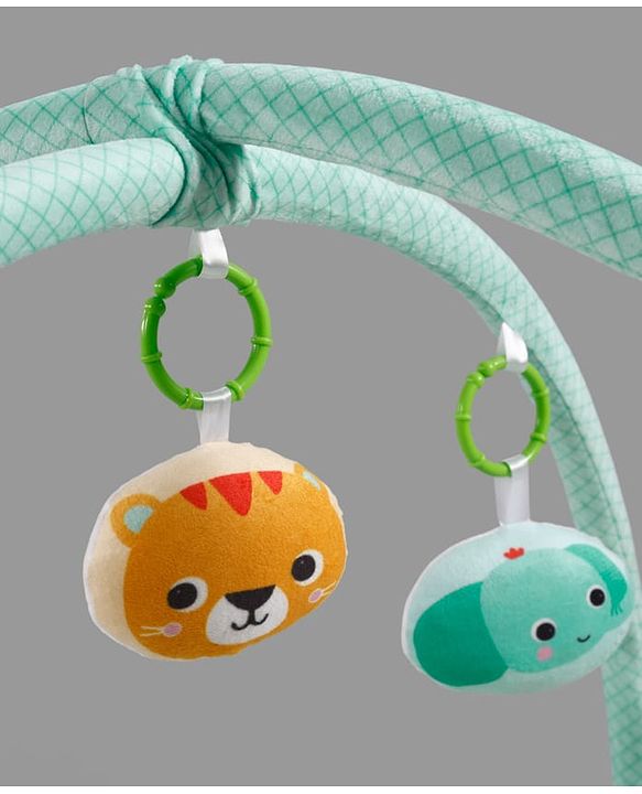 Babyhug Jungle Theme Play Gym with Hanging Toys - Sea Green | Soft Activity Play Mat| Detachable Rattling Toys| Portable & Easy to Carry| Gifting Idea | Motor Skill Development| BIS Certified