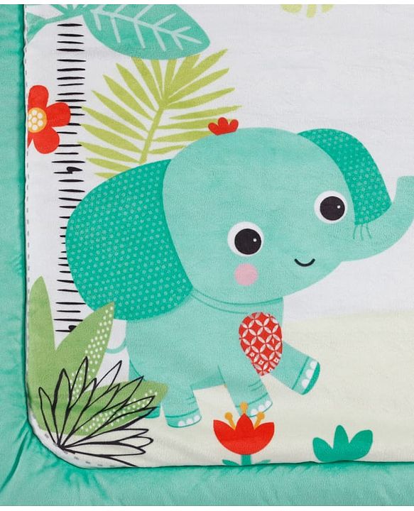 Babyhug Jungle Theme Play Gym with Hanging Toys - Sea Green | Soft Activity Play Mat| Detachable Rattling Toys| Portable & Easy to Carry| Gifting Idea | Motor Skill Development| BIS Certified