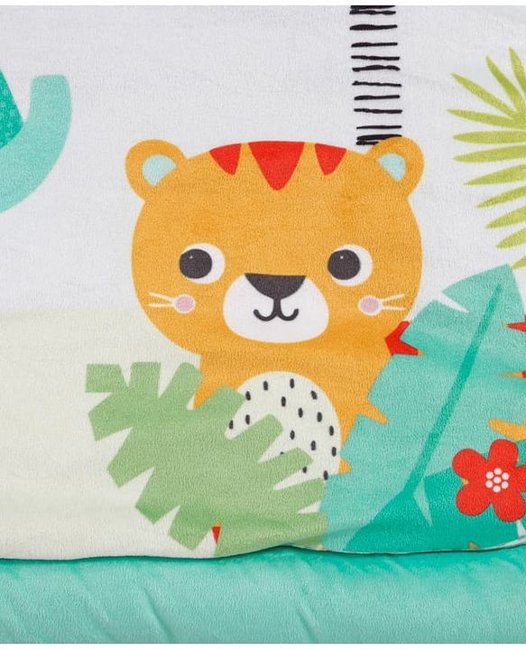 Babyhug Jungle Theme Play Gym with Hanging Toys - Sea Green | Soft Activity Play Mat| Detachable Rattling Toys| Portable & Easy to Carry| Gifting Idea | Motor Skill Development| BIS Certified