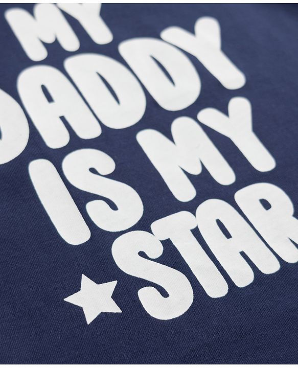 Babyhug Cotton Knit Full Sleeves Text & Star Printed T-Shirts & Joggers Night Suit - Navy Blue